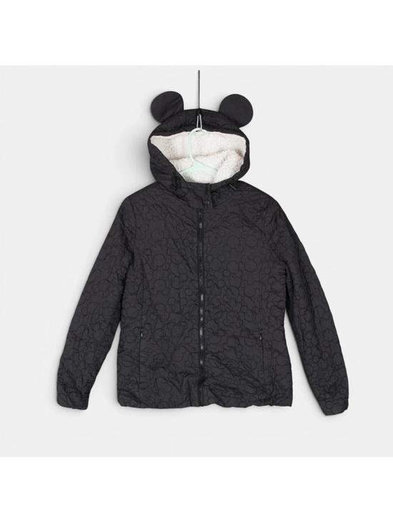 Disney Tops - Disney Parks Quilted Mickey Mouse Ears Hooded Sherpa Jacket Womens Small Black
